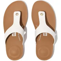 FitFlop Damen Iqushion Leather Toe-Post Sandale, weiß, 37 EU