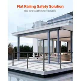 Vevor Kabelgeländerpfosten, 4er-Pack, 914x25,4x50,8 mm, vorgebohrte horizontale Löcher, Edelstahl SUS304, gebogene horizontale Halterung, für Handlauf, Balustrade, schwarz, 4JZLGZXHS914UUOI6001V0