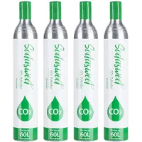 Anstore 4 X CO2 Zylinder, 425g CO2 Flasche Reservezylinder für 60 Liter Sprudel Wasser, Kompatibel mit gängigen Sprudlern Wassersprudler SodaStream (außer QC), Neu & Erstbefüllt in Deutschland