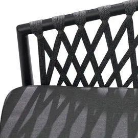 Idimex Gartenmöbel Set mit ausziehbarem Esstisch und 8 Stühlen, Esstisch Gestell aus Alu in schwarz, Seilbespannung der Stühle in grau, Essgruppe... - Schwarz