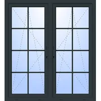 Balkontür zweiflügelig GEALAN "DANIEL" 2-fach Verglasung mit Pfosten (abschließbar) Anthrazit RAL 7016 beidseitig innen öffnend Seitenunabhängig