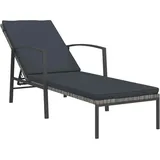 Sonnenliege mit Auflage Poly Rattan Grau