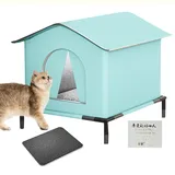 Katzenhaus Für Draußen - 40x30x30cm Wasserdichter Katzenhaus Outdoor Winterfest Isoliert, Katzenschutz Mit Erhöhter Basis, Katzenzelt Wetterfester Katzenhöhle Für Outdoor Katzen Hunde