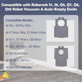 Spofan 12 Stück Staubbeutel für Roborock Q10 S5+/X5+/Q7 L5+/M5+/S8+/S8 Pro Ultra/S7 MaxV Ultra/Q7 Max+/Q8 Max+/Q5 Pro+/Q5 Max+