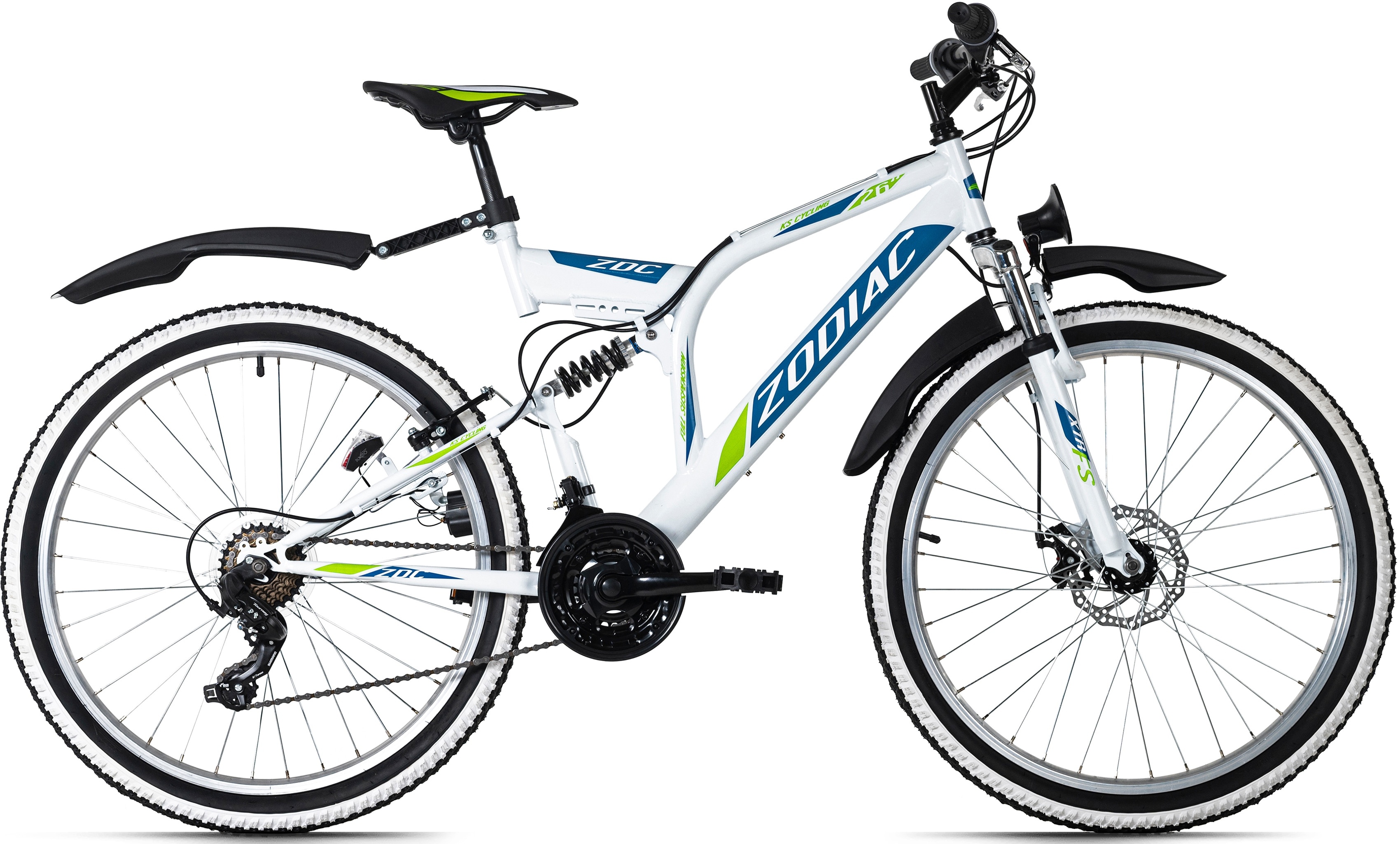 KS Cycling Mountainbike »Zodiac«, 21 Gang, Shimano, Tourney Schaltwerk, Kettenschaltung KS Cycling weiß-grün 48 cm