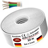 Feuchtraumkabel Stromkabel Von 5m bis 170m Mantelleitung NYM-J 5x1,5 mm2 Elektrokabel Ring für feste Verlegung (10 m)