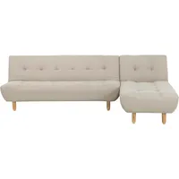 Beliani 4-Sitzer Ecksofa beige linksseitig mit Schlaffunktion ALSTEN