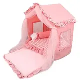 Hundebett Katzenhöhlenbett Luxus Hund Welpen Prinzessin Zelt Bett Haus Für Waschbar Sommer Haustier Katze Innen Bett Zwinger Matte Kissen Für Kleine Mittelgroße Hund Haustier-Katzenhaus ( Color : Rosa