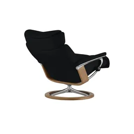Stressless Relaxsessel Leder 91 x 112 x 84 cm Schwarz mit Hocker