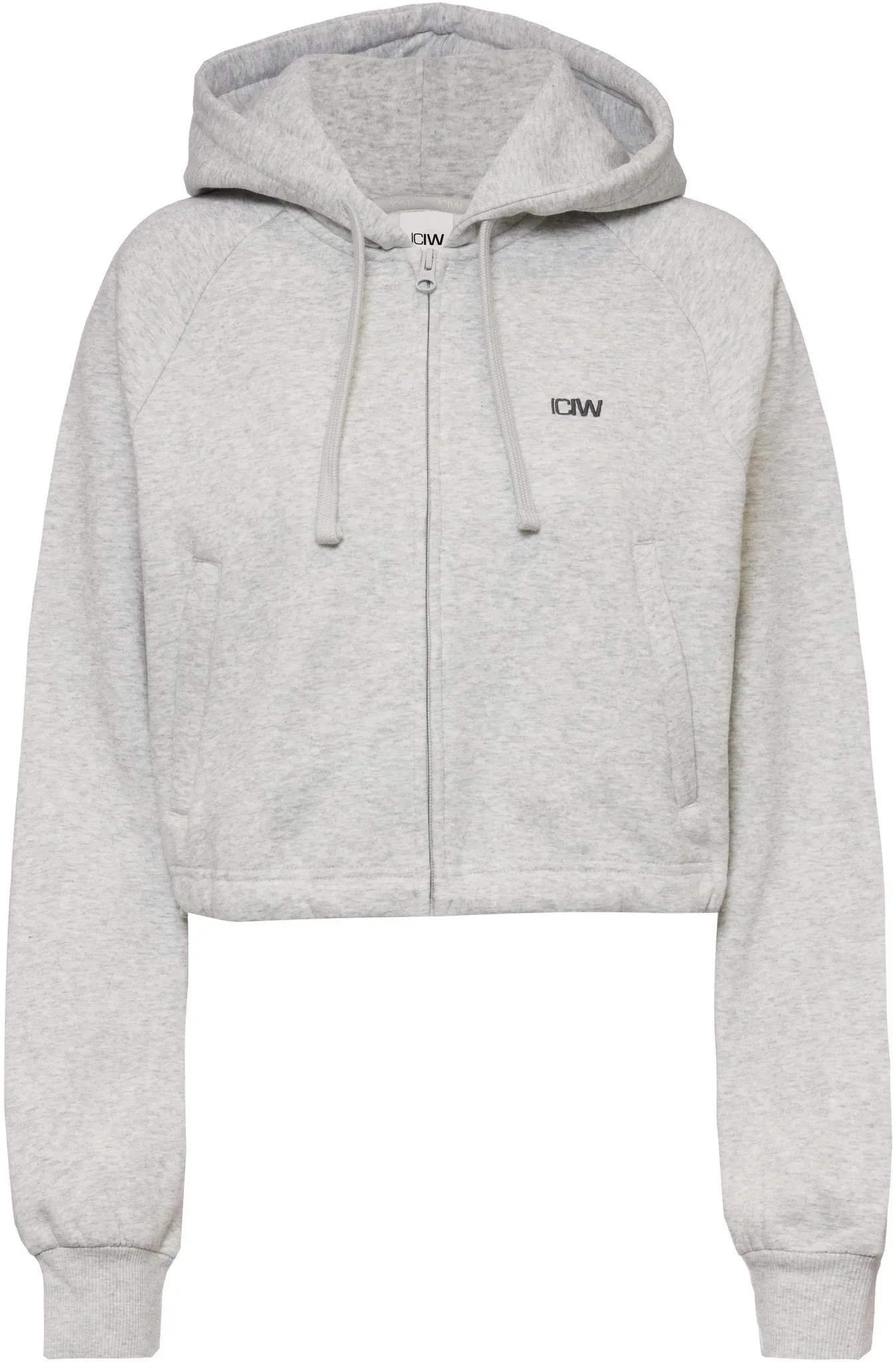 ICANIWILL Everyday Cropped Sweatjacke Damen in light grey melange, Größe S - grau