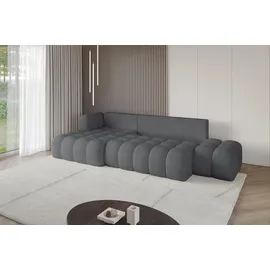 altdecor Ecksofa Cord mit Schlaffunktion 3-Sitzer Dunkelgrau