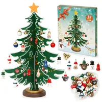 BOFUNX Adventskalender Weihnachtsbaum mit 24 Stücke Weihnachtsanhänger Holz Weihnachtsbaum Ornamente Kinder Adventskalender Weihnachtskalender Countdown Geschenk