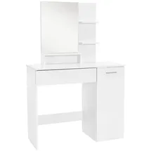 ML-Design Schminktisch Mit Spiegel, Frisiertisch Mit Schublade, 90 X 38 X 138 Cm, Weiß, Modern, Frisierkommode, Schminkkommode, Make-up Tisch, Schminktischset, Kosmetiktisch Mit Unterschrank
