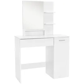 ML-Design Schminktisch Mit Spiegel, Frisiertisch Mit Schublade, 90 X 38 X 138 Cm, Weiß, Modern, Frisierkommode, Schminkkommode, Make-up Tisch, Schminktischset, Kosmetiktisch Mit Unterschrank