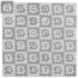 Relaxdays Puzzlematte ABC und Zahlen Weiß,Grau