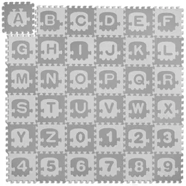 Relaxdays Puzzlematte ABC und Zahlen Weiß,Grau