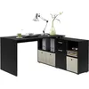 Eckschreibtisch FMD Lexo, schwarz, B:136cm H:74cm T:66,5cm, Tische, Schreibtisch/Sideboard viel Stauraum, beidseitig montierb., 136/205 cm