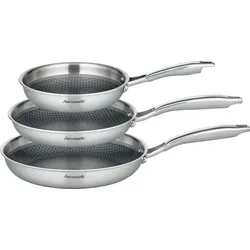 Pfannen-Set HANSEATIC "hanseatic", silber, Ø:28cm, Pfannen, Dreischicht-Material, Edelstahl-Wabenstruktur, Induktion