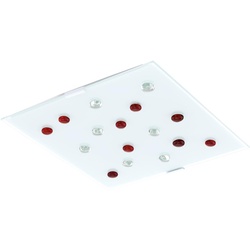 Hochwertige LED Decken Leuchte Glas Steine rot weiß klar Beleuchtung Lampe satiniert Eglo 93418