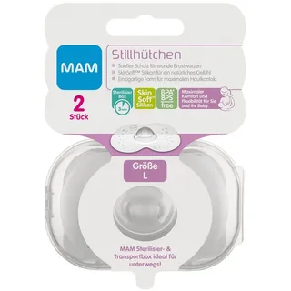 MAM BH-Stilleinlagen Stillhütchen Brusthütchen SkinSoft Silikon, mit Aufbewahrungsbox weiß