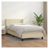 vidaXL Boxspringbett mit Matratze Creme 100x200 cm Kunstleder