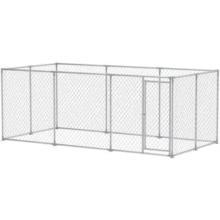 FIVMEN Outdoor Hundezwinger 400x200x150 cm Groß Hundekäfig Hundehütte Hundehaus Verzinkter Stahl mit Abschließbarer Tür Hundezaun Hundeauslauf Draußen