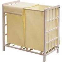 Mendler Wäschesammler HWC-B60, Laundry Wäschebox Wäschekorb, Massiv-Holz 2 Fächer