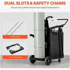 Vevor Mobiler Werkstattwagen, Schweißwagen mit 2 Schubladen & abschließbarem Schrank, 158 kg 360° schwenkbare Räder, Schweißgerätewagen für MIG-Schweißgerät, Plasmaschneider