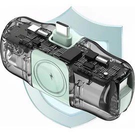 wozinsky Mini-Powerbank mit integriertem USB-C-Kabel und Apple Watch Ladegerät 5000 mAh 15 W Grün