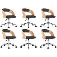 VidaXL Drehbare Esszimmerstühle 6 Stk. Schwarz Bugholz und Kunstleder