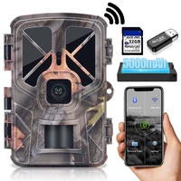 RecorCam Wildkamera WLAN & Bluetooth 4K 36MP mit 120° Bewegungsmelder Nachtsicht, Wildtierkamera WLAN Handyübertragung mit App, Jagdkamera mit 5000 mAh Lithium-Akku, 32GB SD-Karte, für Wildbeobachtung