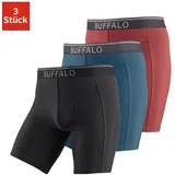 Buffalo Langer Boxer Boxershorts rot / schwarz / petrol S 3er Pack