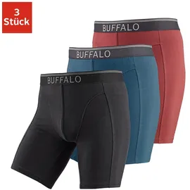 Buffalo Langer Boxer Boxershorts rot / schwarz / petrol S 3er Pack