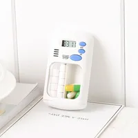 Elektronischer Pillen-Organizer, Reisetaschen-Pillendose mit Elektrischem Alarm Tragbarer Medikamentenspender für Vitamin Fischöl Fächer