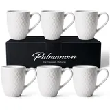 MIAMIO – 6 x 400 ml – Kaffeetassen Set/Becher – Moderne Keramik Tasse Matt – Kaffeetasse groß – Palmanova Kollektion (Weiß)