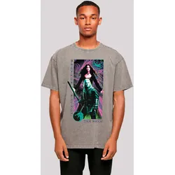 T-Shirt F4NT4STIC "The Witcher Fortune Favours The Bold", Herren, Gr. L, grau (asphalt), Obermaterial: 100% Baumwolle, casual, oversize, Rundhals, Kurzarm ohne Bündchen, Shirts, Premium Qualität