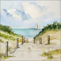 20 Servietten Papier 33x33cm 3-lagig - hochwertige Einweg Papierservietten Partyservietten Sommer Strand Urlaub Meer Segelboot Gartenparty Tischdeko
