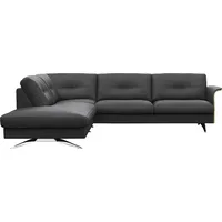FLEXLUX Ecksofa Glow, super bequem durch hochwertigem Sitzaufbau mit Federkern, L-Form, Skandinavisches Design, In hochwertiger Verarbeitung schwarz