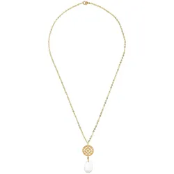 Gemshine Halskette mit Anhänger 'Mandala und Jade' gold coloured Hellbraun Damen 