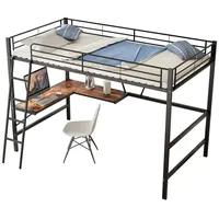 Odikalo Hochbett Jugendbett Metallbett L-förmigem Schreibtisch und einem Regal90x200cm