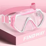 Findway Taucherbrille Erwachsene mit Stoffband, Schnorchelmaske für Herren Damen mit Nasenabdeckung Schwimmbrille Anti-Fog, Tauchmaske mit 180°Panorama HD Tempered Glas Anti Nebel Anti-Leck