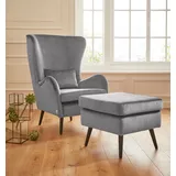 Guido Maria Kretschmer Home & Living Sessel "Salla auch in Fellimitat und Feincord, viele Bezugsarten, Ohrensessel", grau, H:118cm T:94cm, Samtcord (92% Polyester 8% Polyamid), Struktur (100% Polyester), Struktur Hahnentritt (100% Polyester), Struktur fein (100% Polyester), Samtoptik (100%
