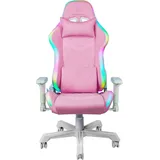 deltaco Gaming Stuhl mit RGB Beleuchtung, Kissen für Lenden und Nacken) – Pink/Rosa