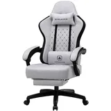 GTPLAYER Gaming Stuhl Ergonomischer Gaming Sessel Schreibtischstuhl PC Gamer Racing Stuhl mit Stoffoberfläche, Federsitzkissen mit Fußstütze hel... - Hellgrau