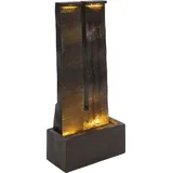 BELIANI Gartenbrunnen Braun aus Harz mit LED Beleuchtung Wasserfall Wasserwand Modernes Design Gartendekoration - Braun
