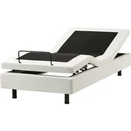 Beliani Verstellbares Bett ohne Kopfteil Bouclé DUKE 90 x 200 cm Cremeweiß