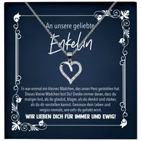 22Feels Schmuckset Enkelin Geschenk von Oma und Opa 18. Geburtstag Abi Mädchen Halskette (inkl. Geschenktasche, Karte(n), Poliertuch, Beutel), Echt-Silber 925/000, Karte Made In Germany silberfarben