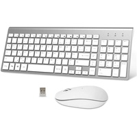 Tastatur Maus Set Kabellos - Galenmoro 2.4Ghz USB Funk Tastatur Maus QWERTZ Deutsch Ergonomisch Klein Tastatur für Computer/PC/Laptop/Smart TV/Windows- Weiß