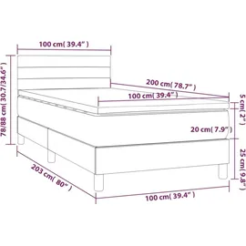 vidaXL Boxspringbett mit Matratze Hellgrau 100 x 200 cm Stoff