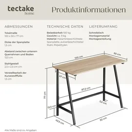 Tectake Schreibtisch Newton 100 x 50 x 77 cm